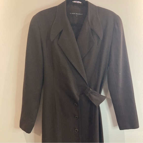 LIDA BADAY Sz 8 Lined True Wrap Dress with Buttons Buckle Closure  Pointy Collar - Picture 3 of 14